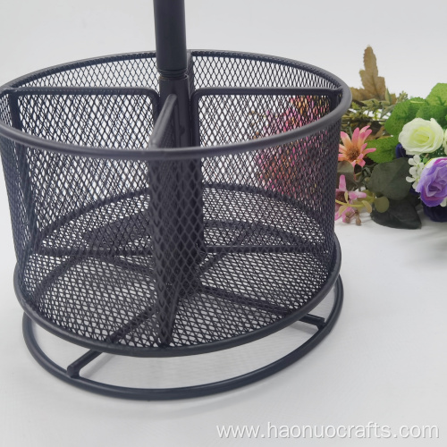 Rotary pen holder metal grid simple stationery